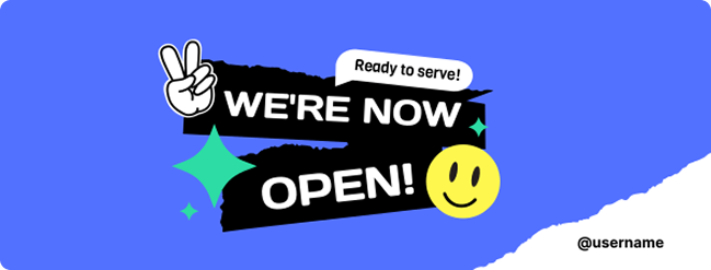 Blue We're Now Open Template